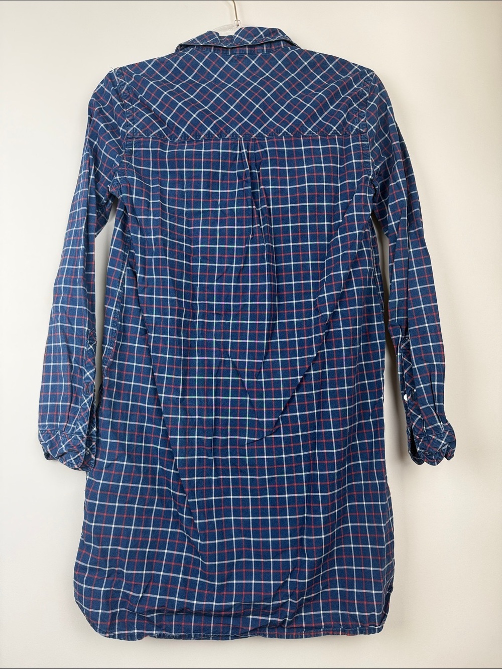 Faherty Lighthouse Shirt Dress Indigo Plaid Check Nautical Coastal Size XS - Picture 5 of 8